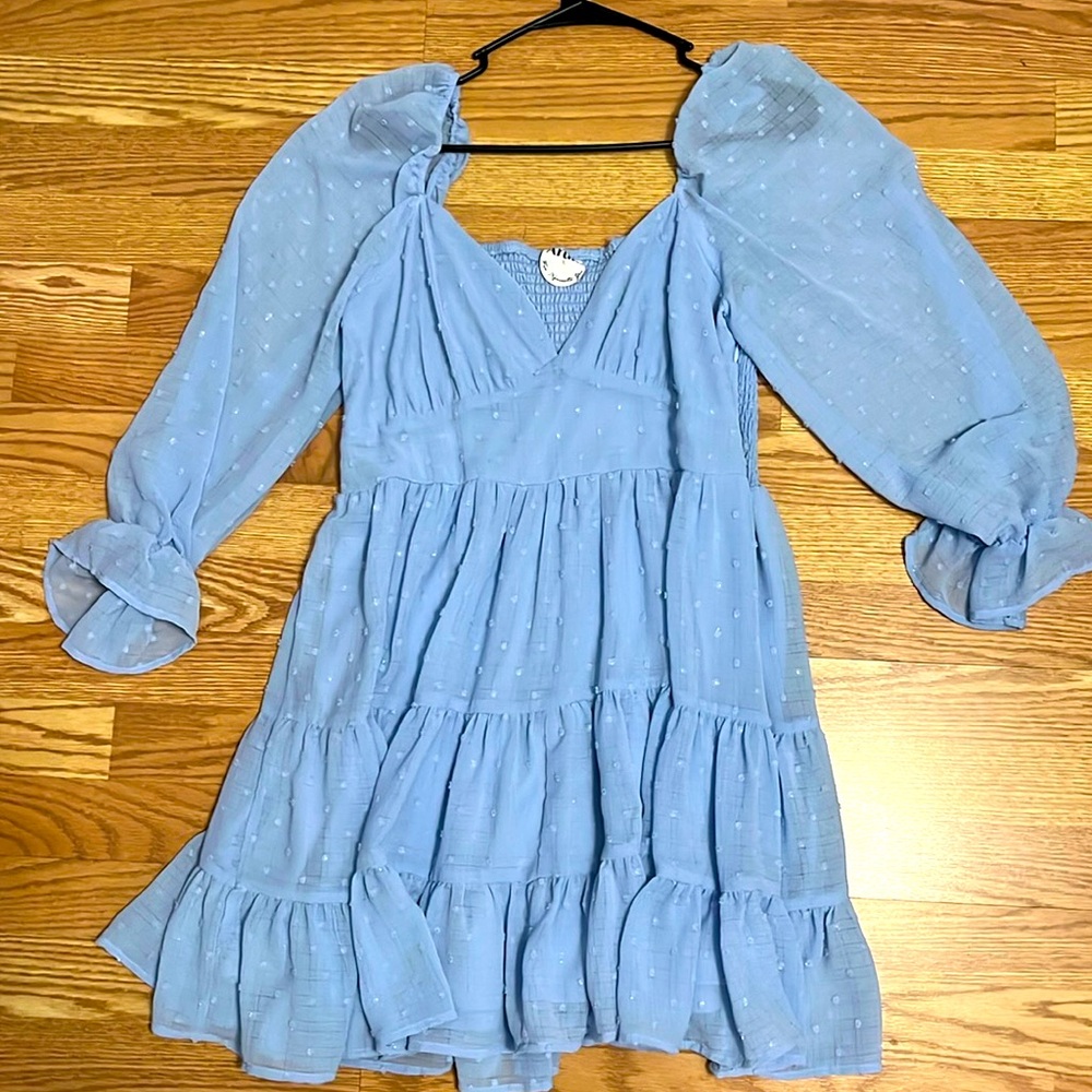 Blue long sleeve dress